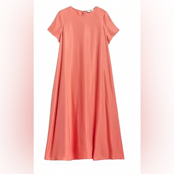 Banana Republic Aurelia Maxi Dress XS Coral Papaya Viscose Hemp Short Sleeve - Picture 5 of 9